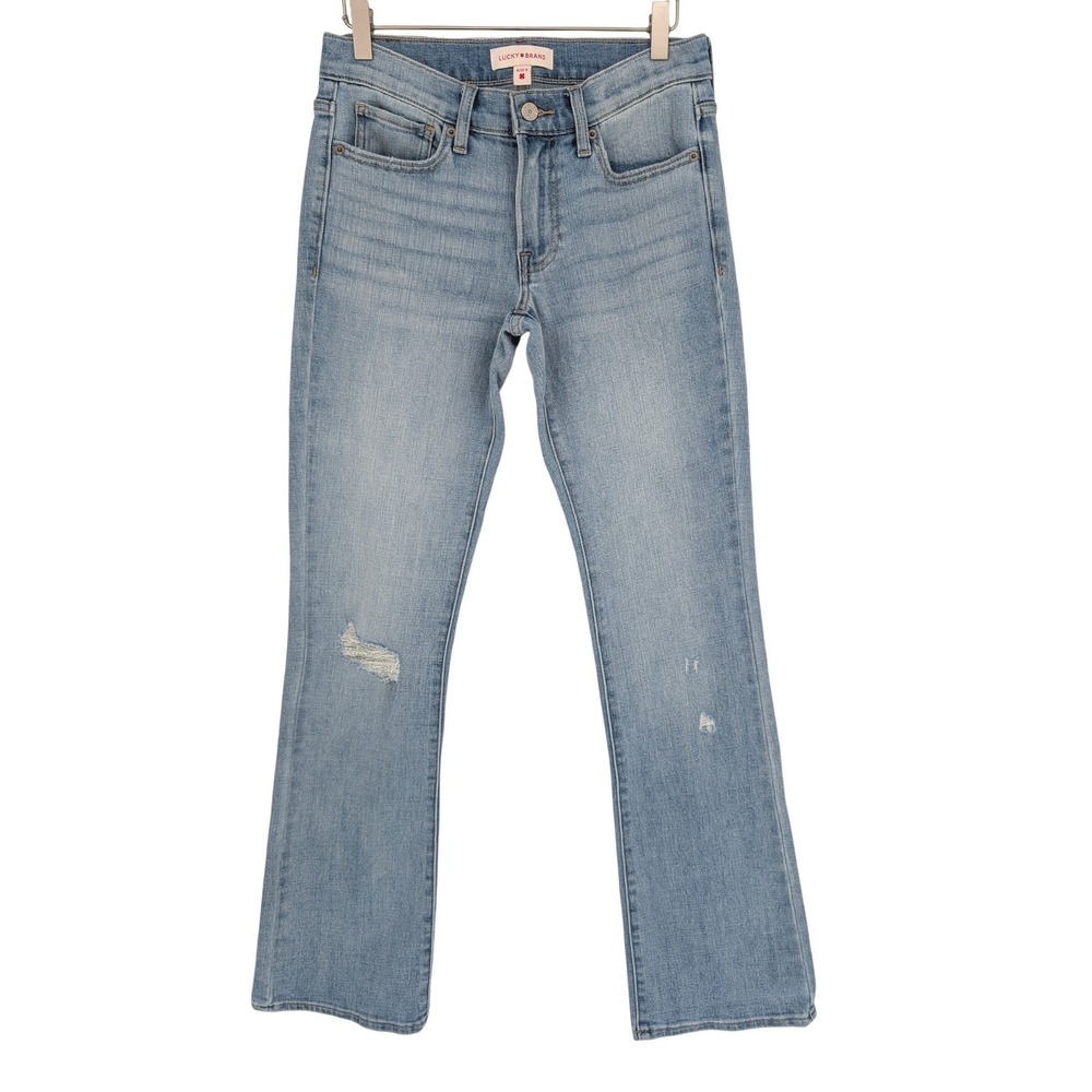 Lucky Brand Sweet Mid Rise Boot Jeans Womens 4/27 Light Wash‎ Distressed Denim